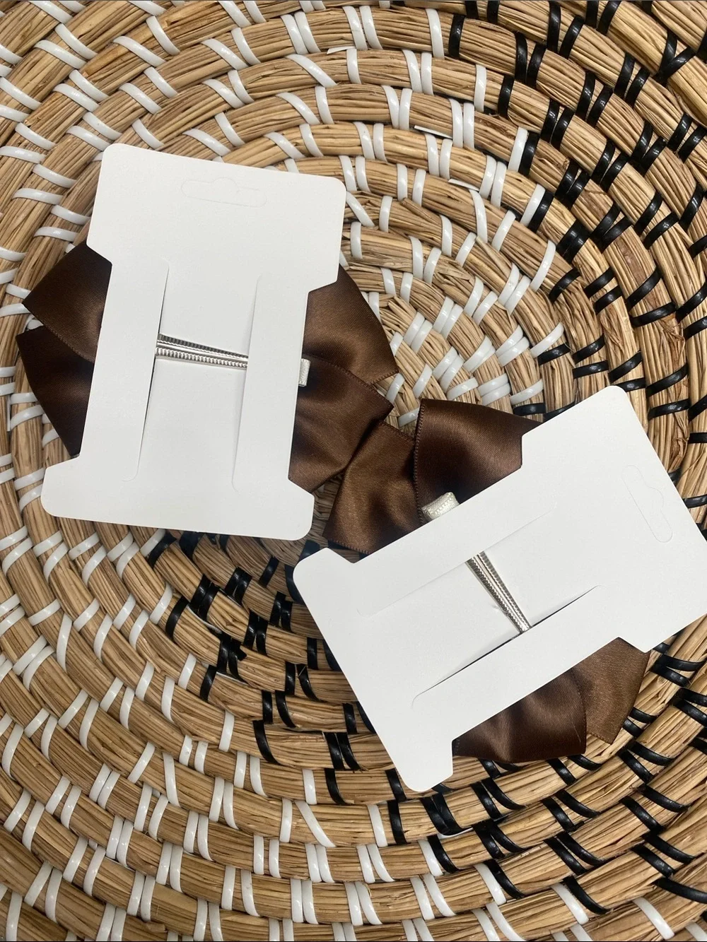 Cream and Brown Satin Bow Hair Clip